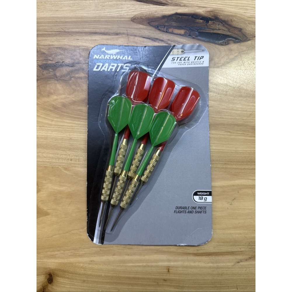 BRAND NEW - NARWHAL Recreational Steel Tip Darts - 18g - RED/GREEN